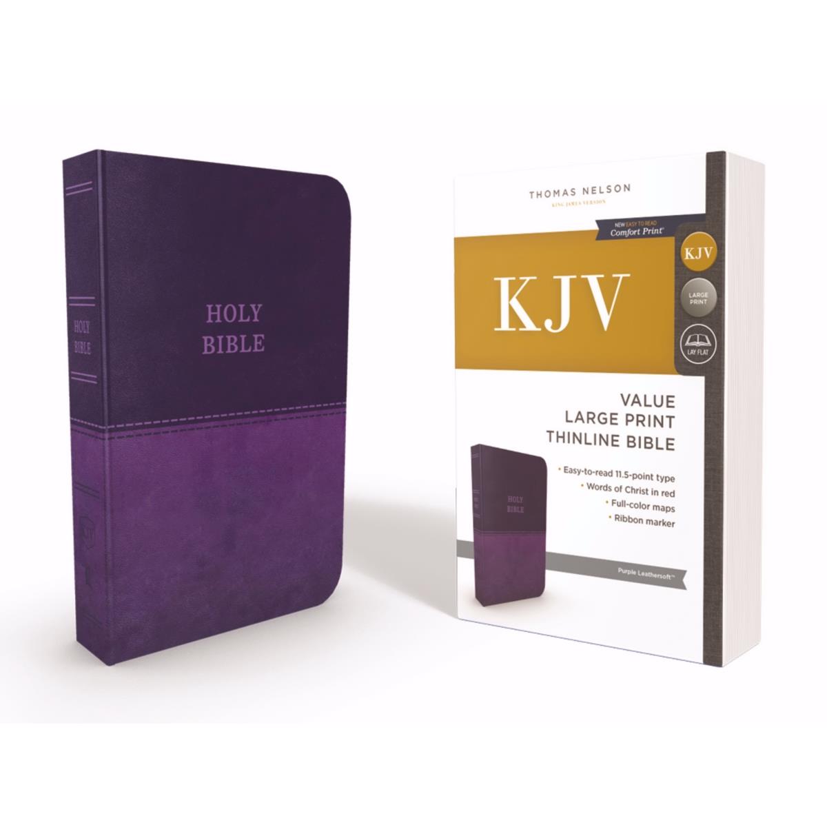 KJV Thinline Bible - Large Print - Comfort Print, Purple Leathersoft
