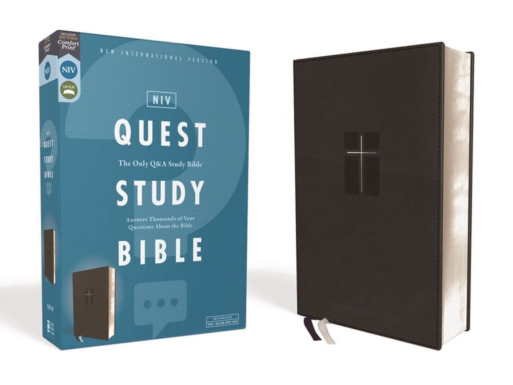 136207 NIV Quest Study Bible - Comfort Print, Black Leathersoft -  Zondervan