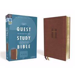 136211 NIV Quest Study Bible - Comfort Print, Brown Leathersoft -  Zondervan