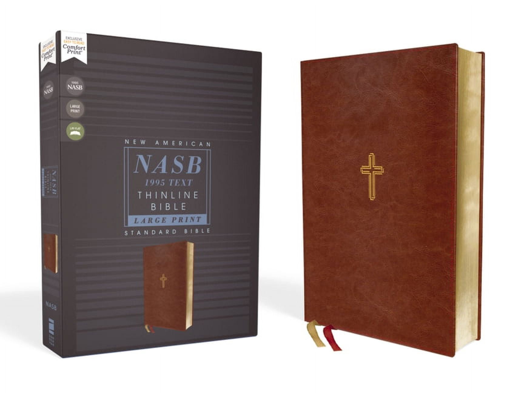 NASB Thinline Bible & Large Print - Comfort Print, Brown Leathersoft - Jan 2020