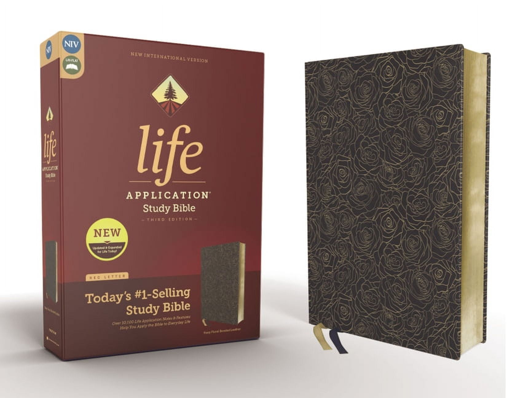 138364 NIV Life Application Study Bible - Third Edition, Navy Floral Bonded Leather -  Zondervan