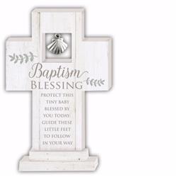 CA Gift 166139 Baptism with Metal Shell Motif Standing Cross - 6 in.