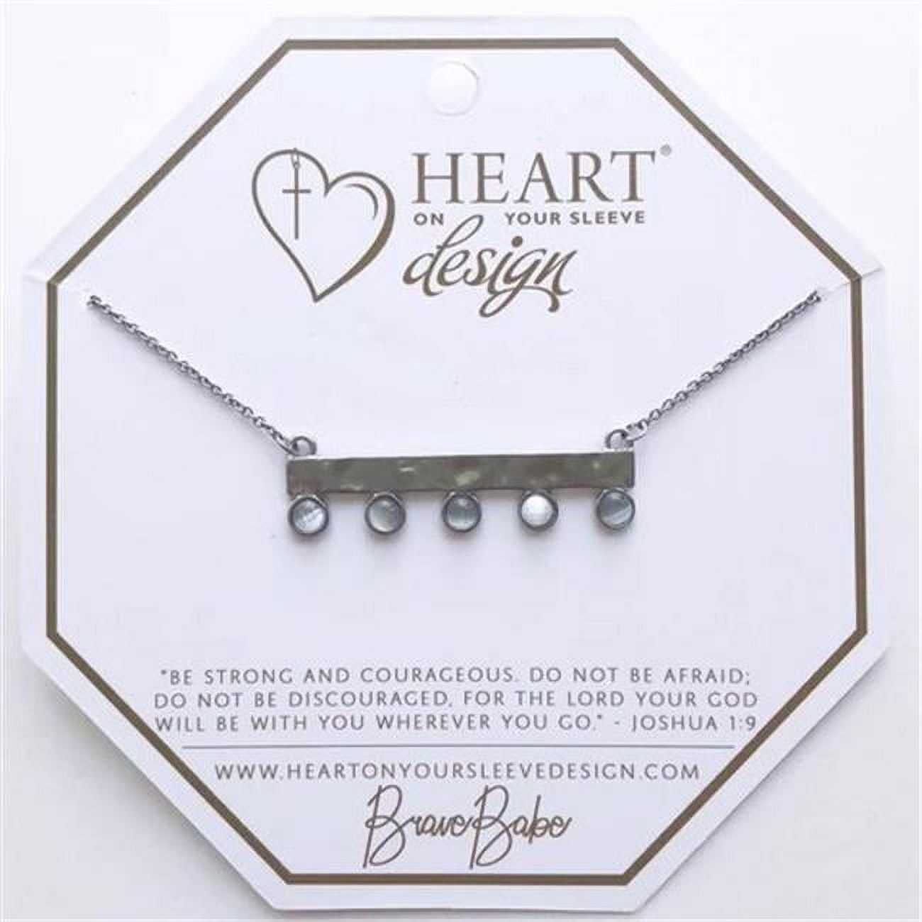 Heart on Your Sleeve Design 139337 Brave Babe Brulee Necklace - 14K White Gold Bar with White Stone Accents - Adjustable 16 in.