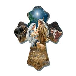 Nativity & A Child is Born Wall Cross - 6 x 8 in.