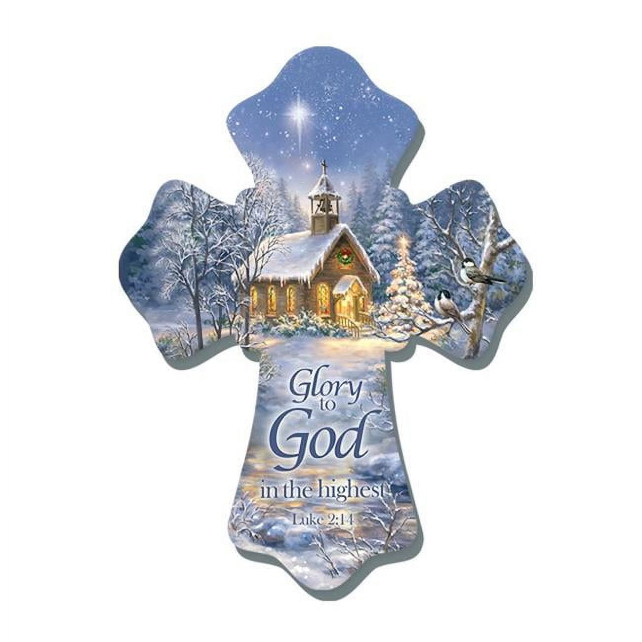 Glow Decor 137720 Chapel in the Sno with Glory to God Wall Cross - 6 x 8 in.