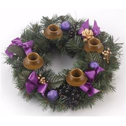 Purple Ribbon Advent Wreath - 11 in. Dia.