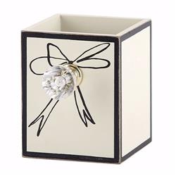 137036 Bow & Clear Crystal Knob Pen Holder - 3 x 3 x 3.75 in.