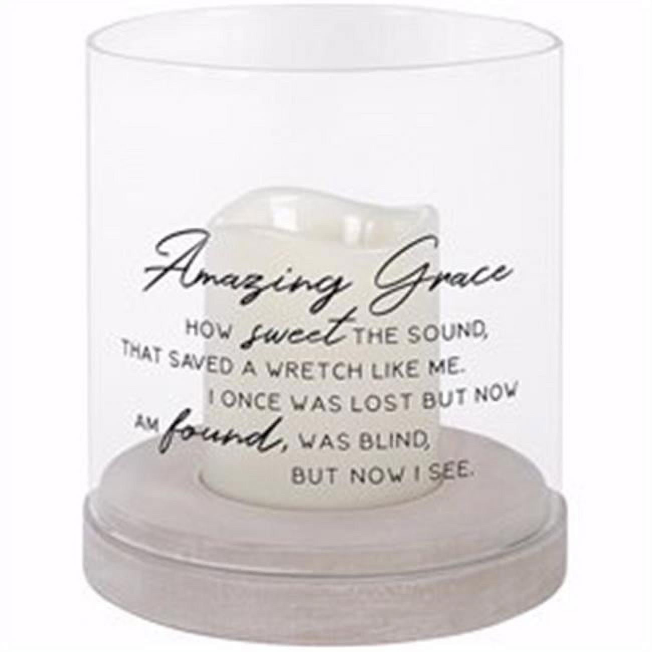 Picture of Carson Home Accents 158345 Amazing Grace Flameless Flicker Hurricane Candle with Timer - 7 x 6 in.