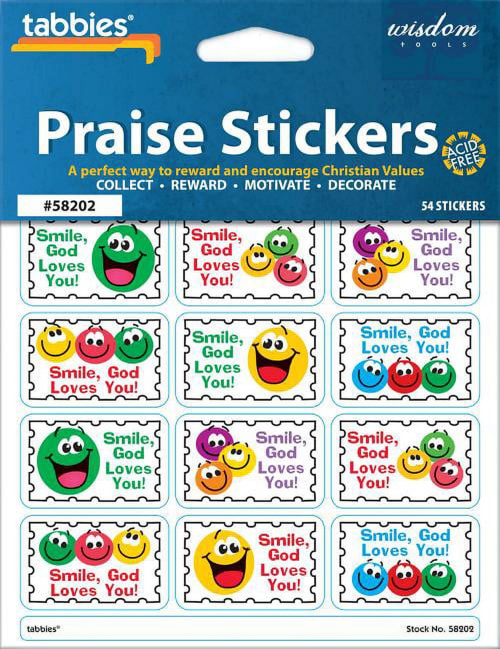 Smiley with Praise Chart Stickers - Pack of 54