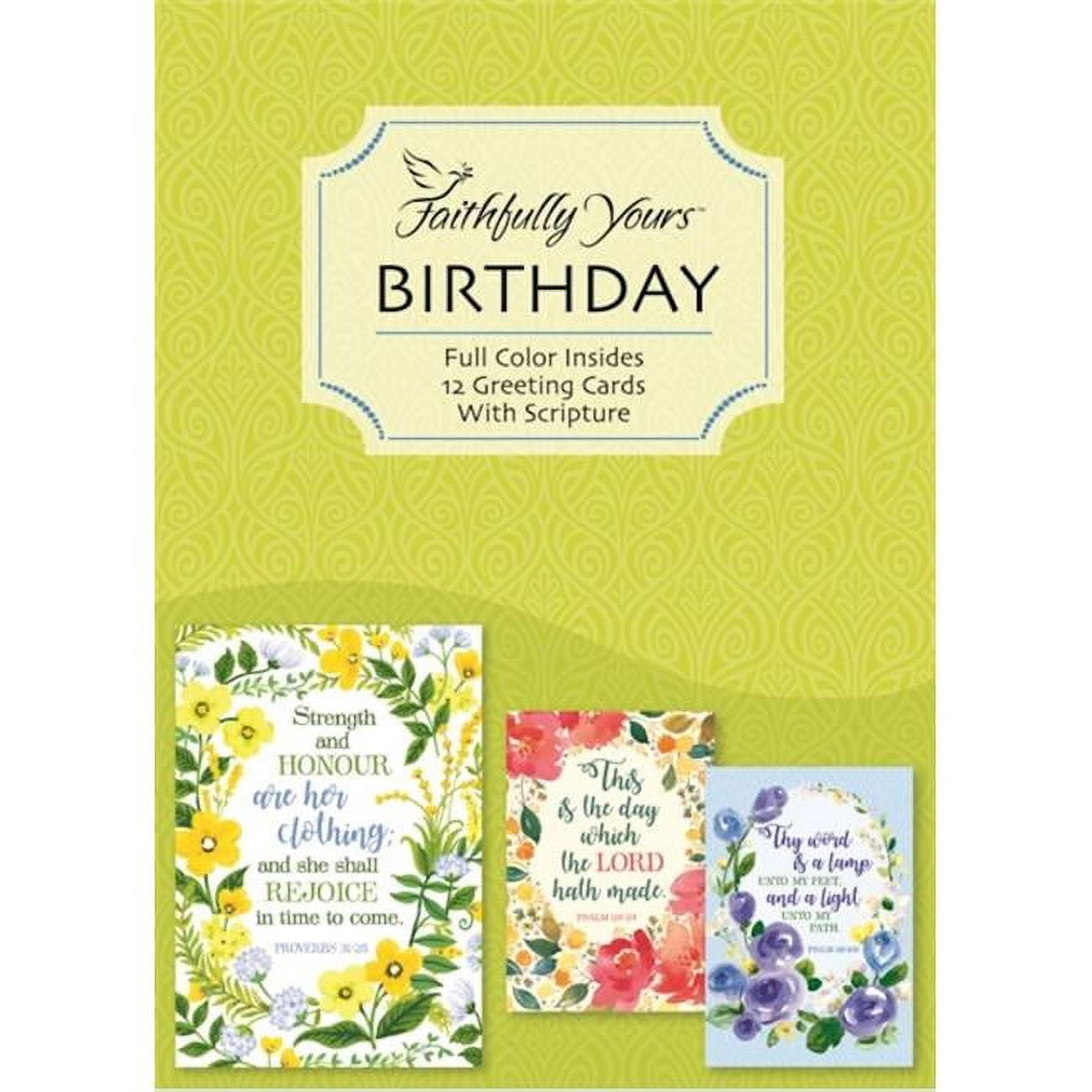 Faithfully Yours  Boxed Card for Birthday Floral Scripture - Pack of 12