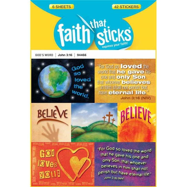 Picture of Faith That Sticks & Tyndale House 103659 John 3-16 Sticker for Faith That Stickers - 6 Sheets