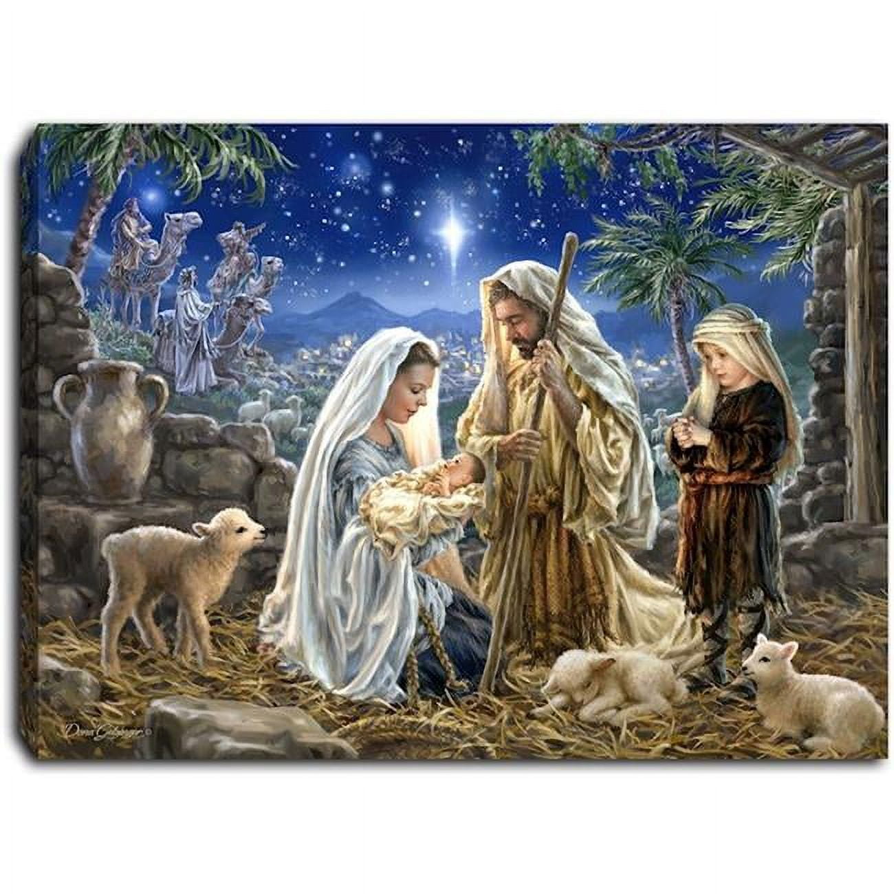8 x 6 in. Let Us Adore Him LED Tabletop Mini Canvas with Timer