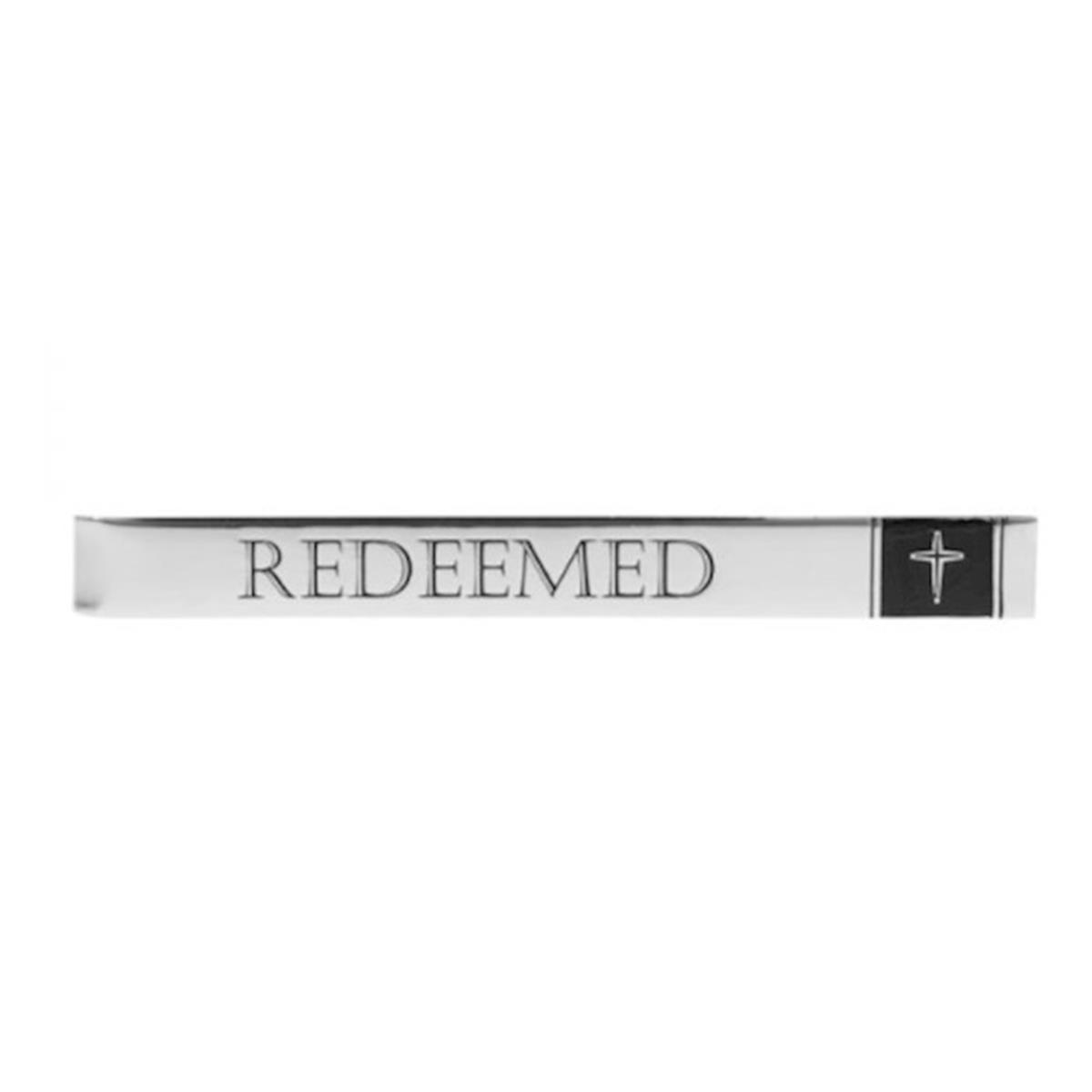 270177 Tie Bar-Redeemed-Etched with Gift Box-Silvertone