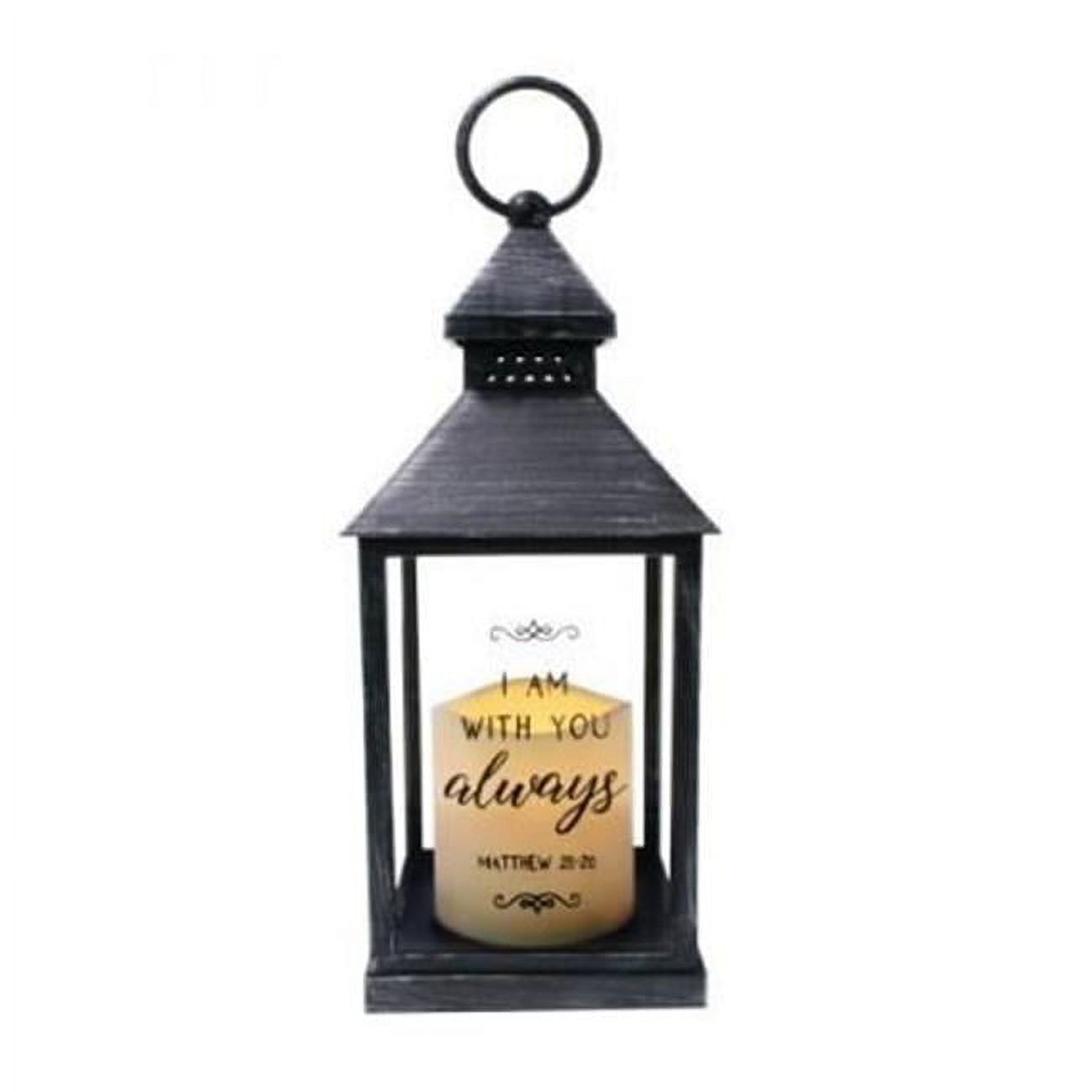 I Am with You Always-Black Lantern LED Candle