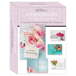 Picture of Crown Point Graphics 272434 Shared Blessings-Anniversary Floral Celebration Card-Boxed - Box of 12