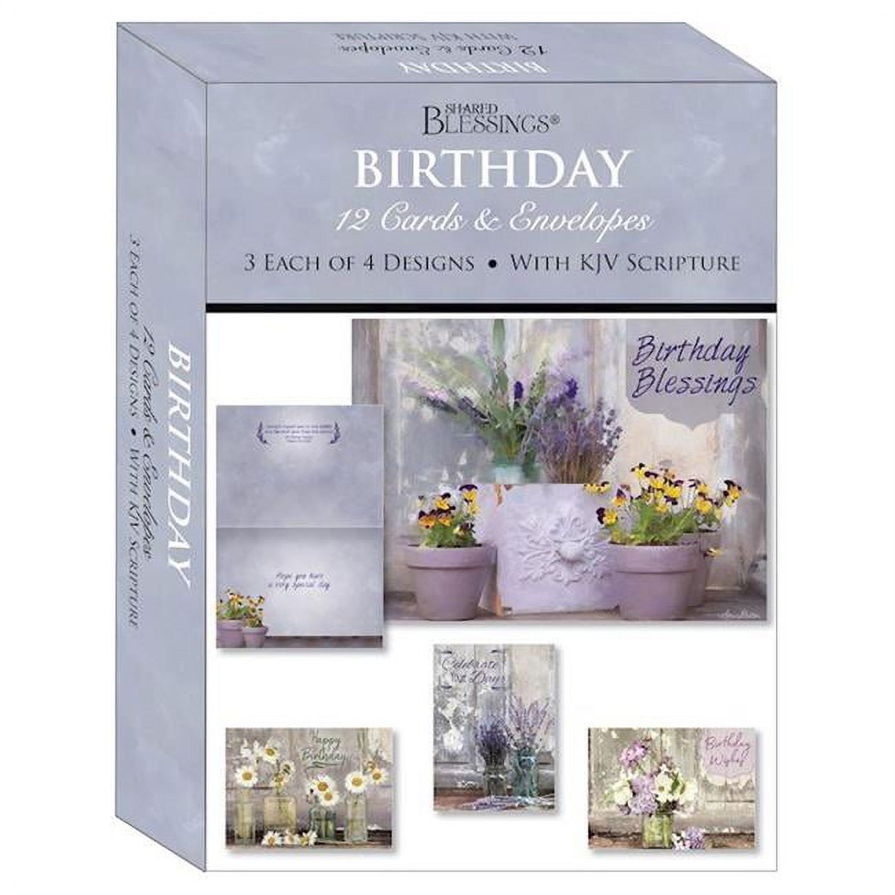 Picture of Crown Point Graphics 272435 Shared Blessings-Birthday Floral Celebration Card-Boxed - Box of 12
