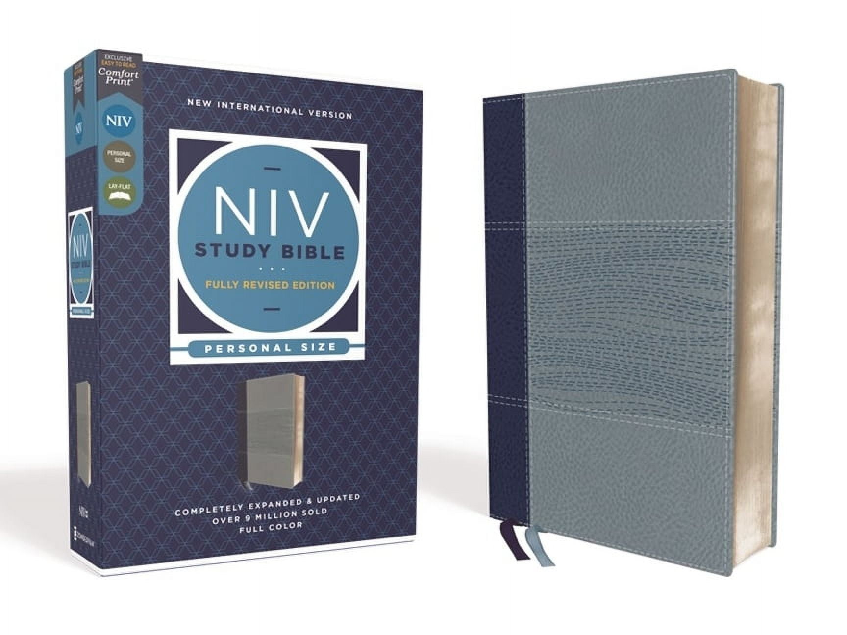 150486 NIV Study Bible & Personal Size - Navy & Slate Blue Leathersoft -  Zondervan