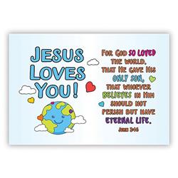 Picture of CB Gift 170128 3 x 2 in. Cards - Pass It On - Jesus Loves You & Globe - Pack of 25