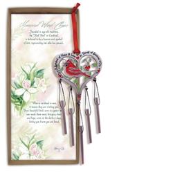 CA Gift 22589X Wind Chime - Cardinal Heart - Boxed
