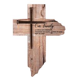 CA Gift  7 x 9.75 in. Wall Cross-Our Family - Rustic