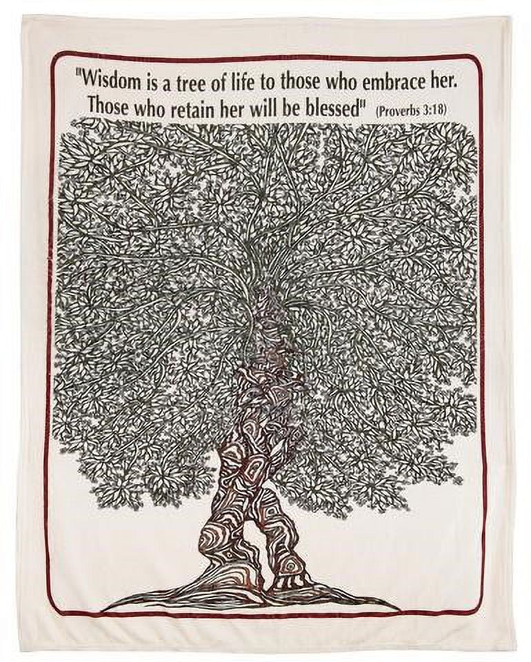 60 x 50 in. Blanket - Tree of Life - Proverbs 3-18 Plush