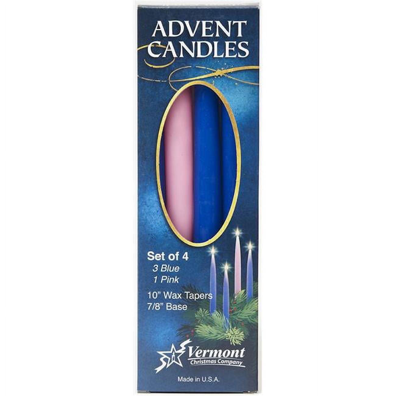 Company  10 in. Advent Candle Set - 3 Blue & 1 Pink