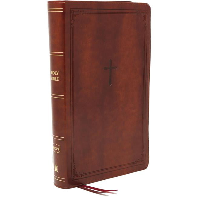 150208 NKJV Personal Print Reference Comfort Print Leather Bible, Brown - Large