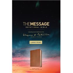LeatherLook Large Print Devotional Bible - The Message, Brown