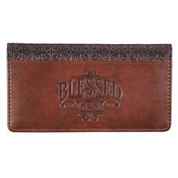 Picture of Christian Art Gifts 160096 Checkbook Cover, Brown - LuxLeather- Blessed Man