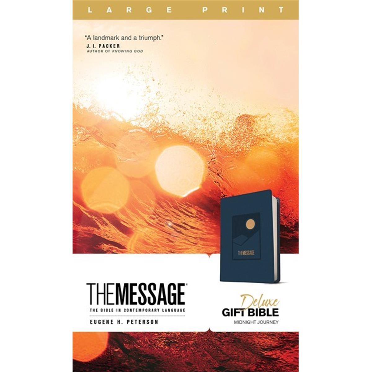 The Message Deluxe Gift Bible, Navy Leather-Look