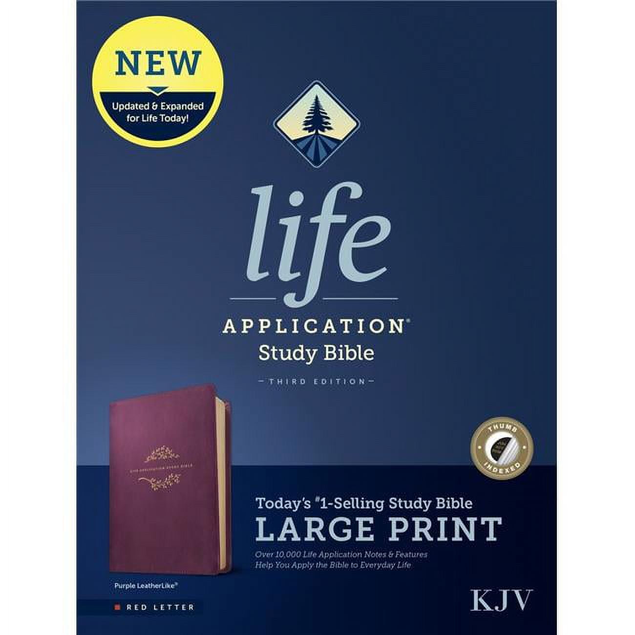 21171X King James Version Life Application Study & Print Third Edition-RL Leat Bible, Purple - Large
