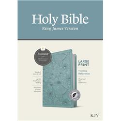 KJV Large Print Thinline Reference Bible & Filament Enabled Edition, Floral Leaf Teal LeatherLike Indexed