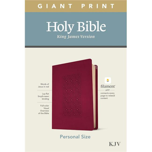 KJV Personal Size Giant Print Bible, Cranberry Diamond LeatherLike