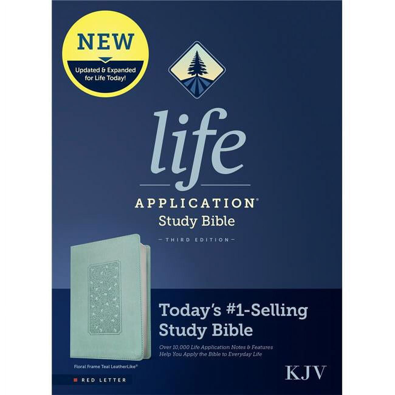 KJV Life Application Study Bible with Third Edition-RL-Floral Frame Leather, Teal