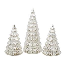 Picture of Gold Crest Distributing 270965 Glass Decor - LED Light Up Tree Set - 3 Piece