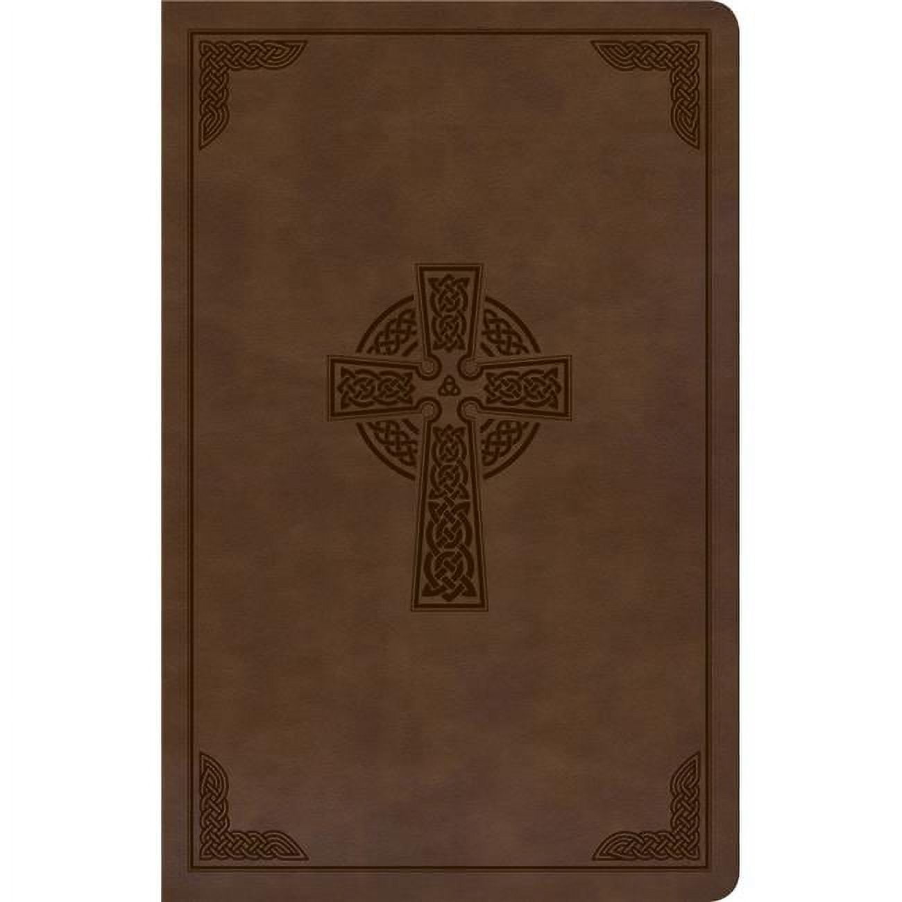 KJV Large Print Personal Size Reference Bible - Brown Celtic Cross Leather Touch Indexed