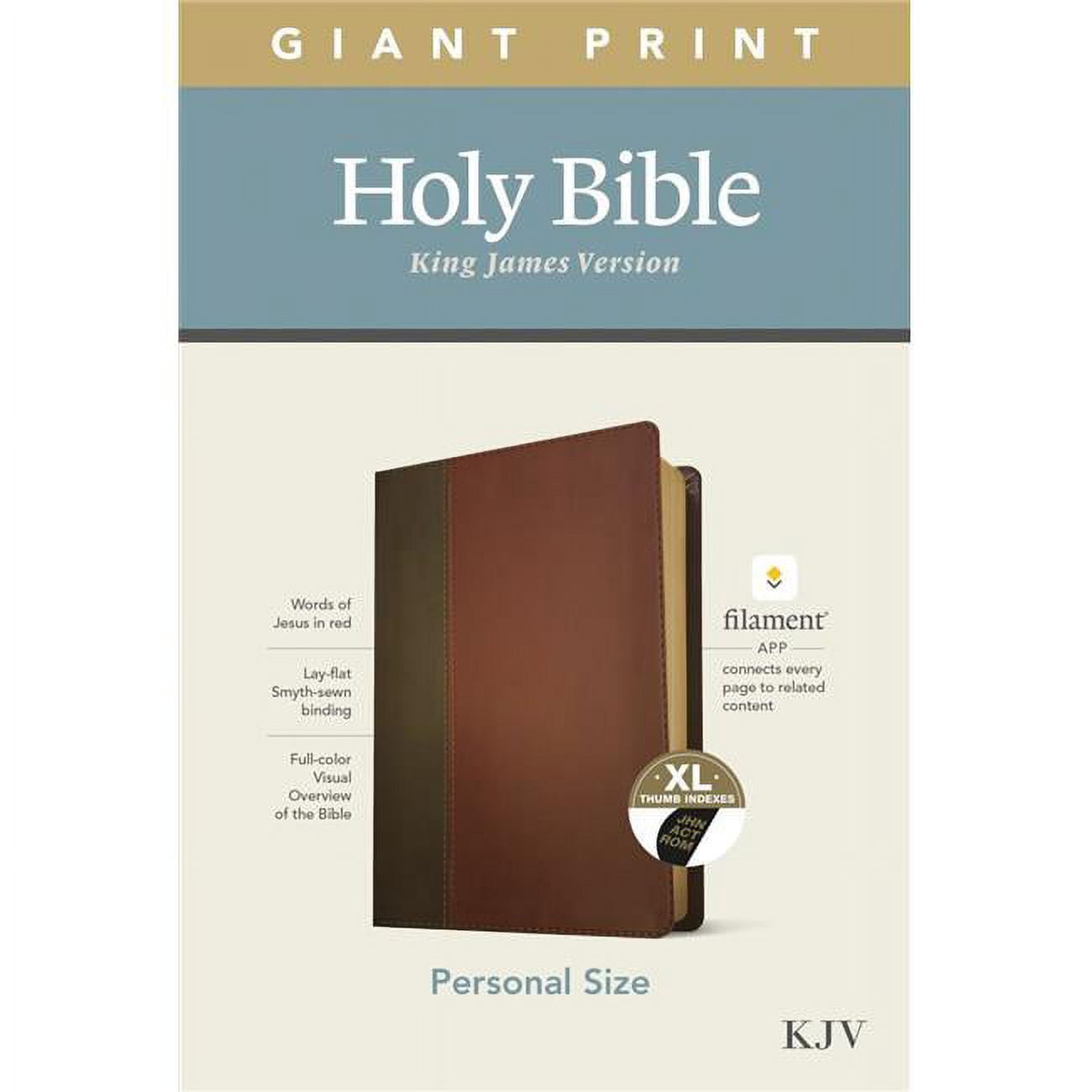 KJV Personal Size Giant Print Bible, Brown & Mahogany LeatherLike Indexed