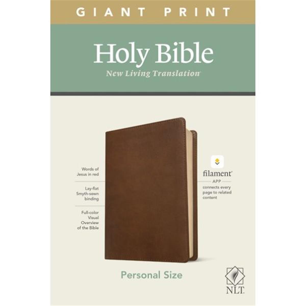 NLT Personal Size Giant Print Bible, Rustic Brown LeatherLike