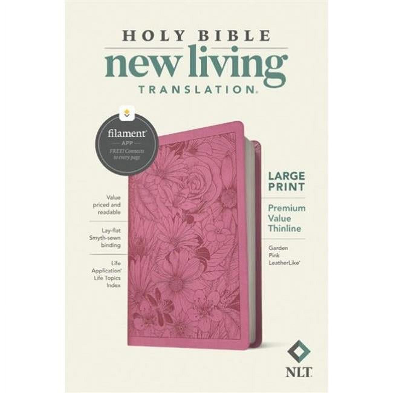 NLT Large Print Premium Value Thinline Bible & Filament Enabled-Garden, Pink