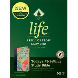 NLT Life Application Study Bible with Third Edition RL Floral LeatherLike, Teal
