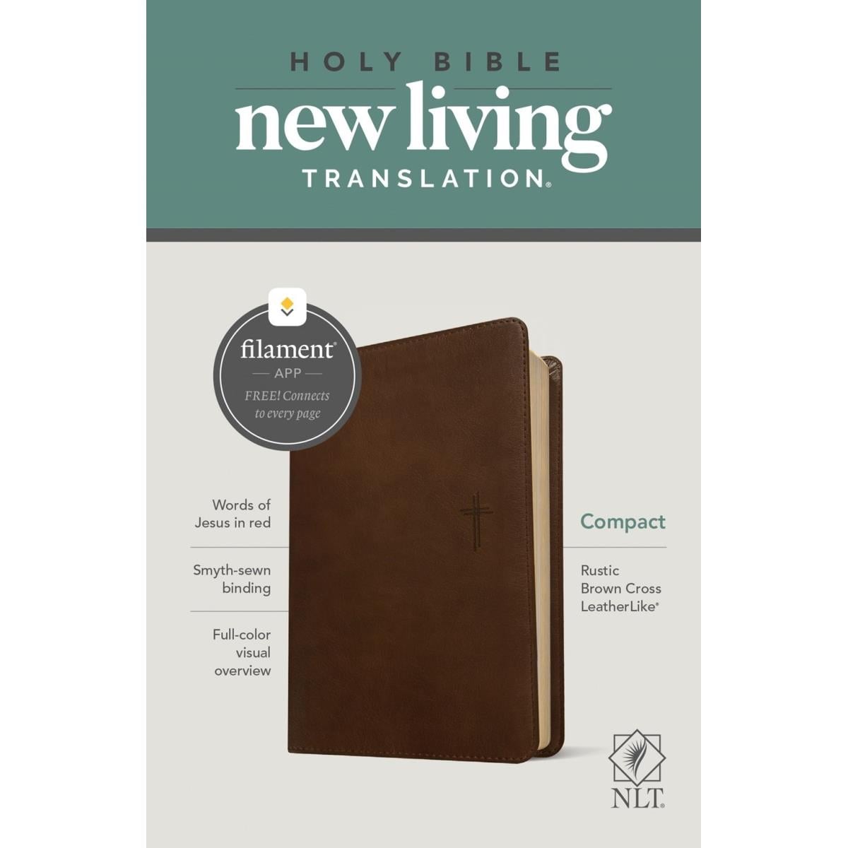 NLT Compact Bible, Rustic Brown LeatherLike
