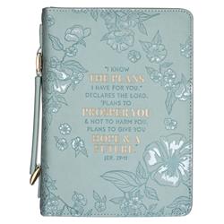 Bible Cover - Imitation Leather - Fashion - I Know The Plans - Medium - Mint