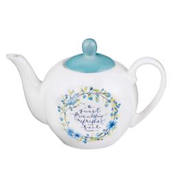 Picture of Christian Art Gifts 169583 Sweet Friendship Teapot&#44; Blue & White