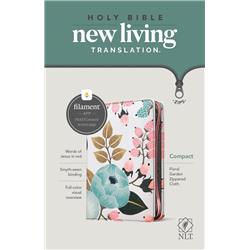 21179X NLT Compact Filament Enabled Edition-Floral Garden Leather Bible with Zipper