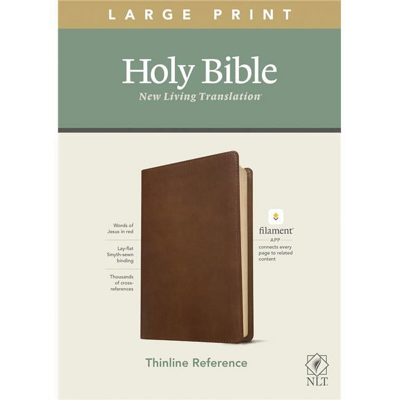 244535 NLT Large Print Thinline Reference Bible, Rustic Brown LeatherLike