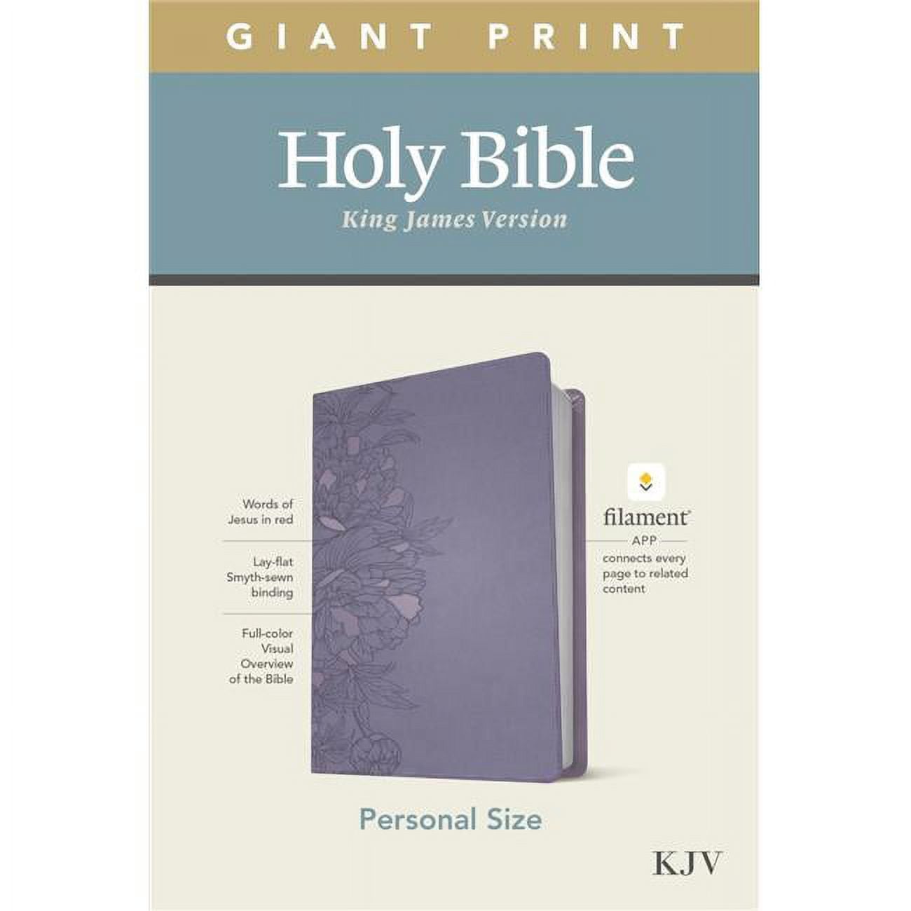 KJV Personal Size Giant Print Bible, Peony Lavender LeatherLike