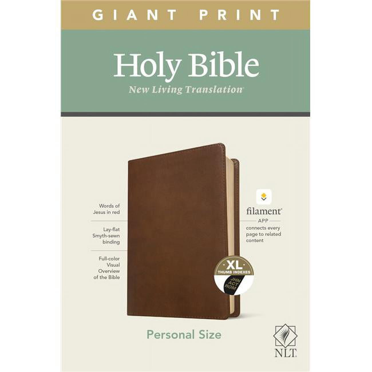 NLT Personal Size Giant Print Bible, Rustic Brown LeatherLike Indexed