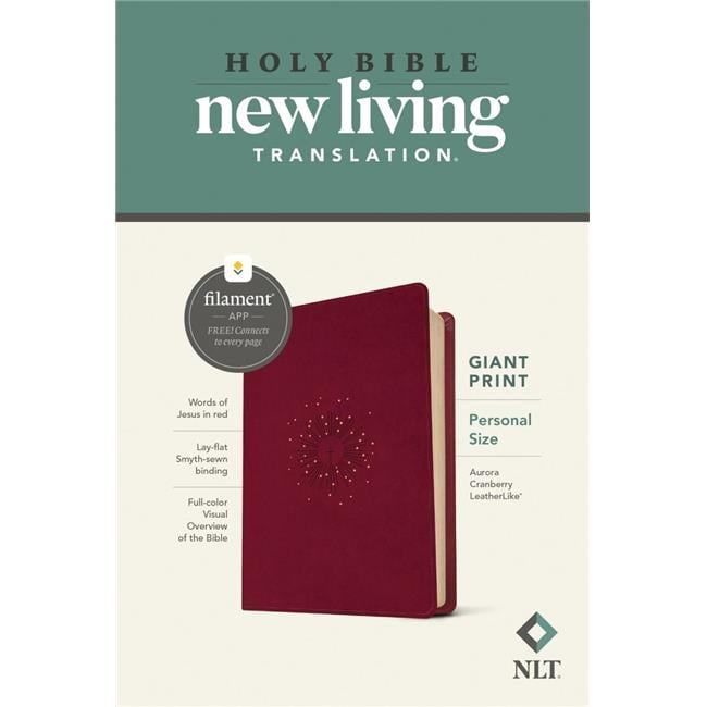 NLT Personal Size Giant Print Bible with Filament Enabled-Aurora Cranberry Leather