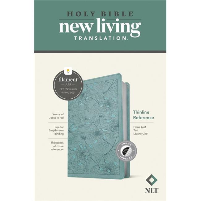 265286 NLT Large Print Thinline Reference Bible & Filament Enabled-Floral Leaf, Teal