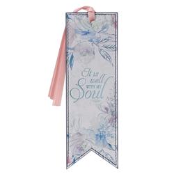 Picture of Christian Art Gifts 21815X LuxLeather Pagemarker Bookmark, Cream Floral Design - It Is Well with My Soul